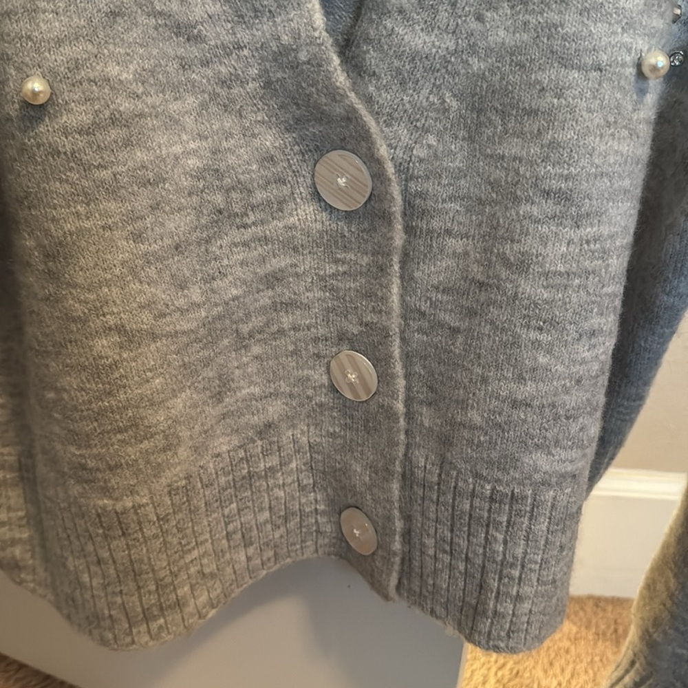 Ava & Viv Gray Cardigan with Pearl Embellishments - Picture 4 of 8